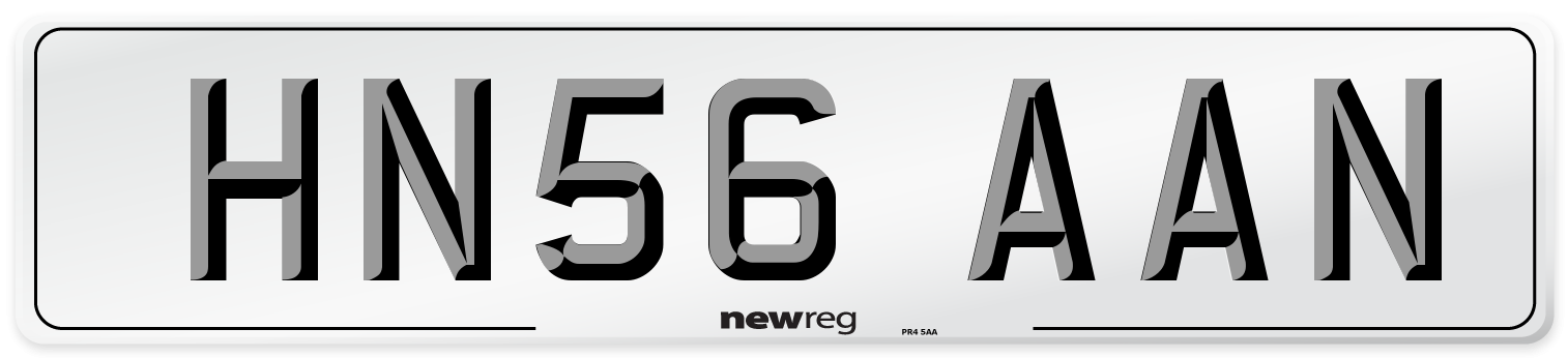 HN56 AAN Number Plate from New Reg